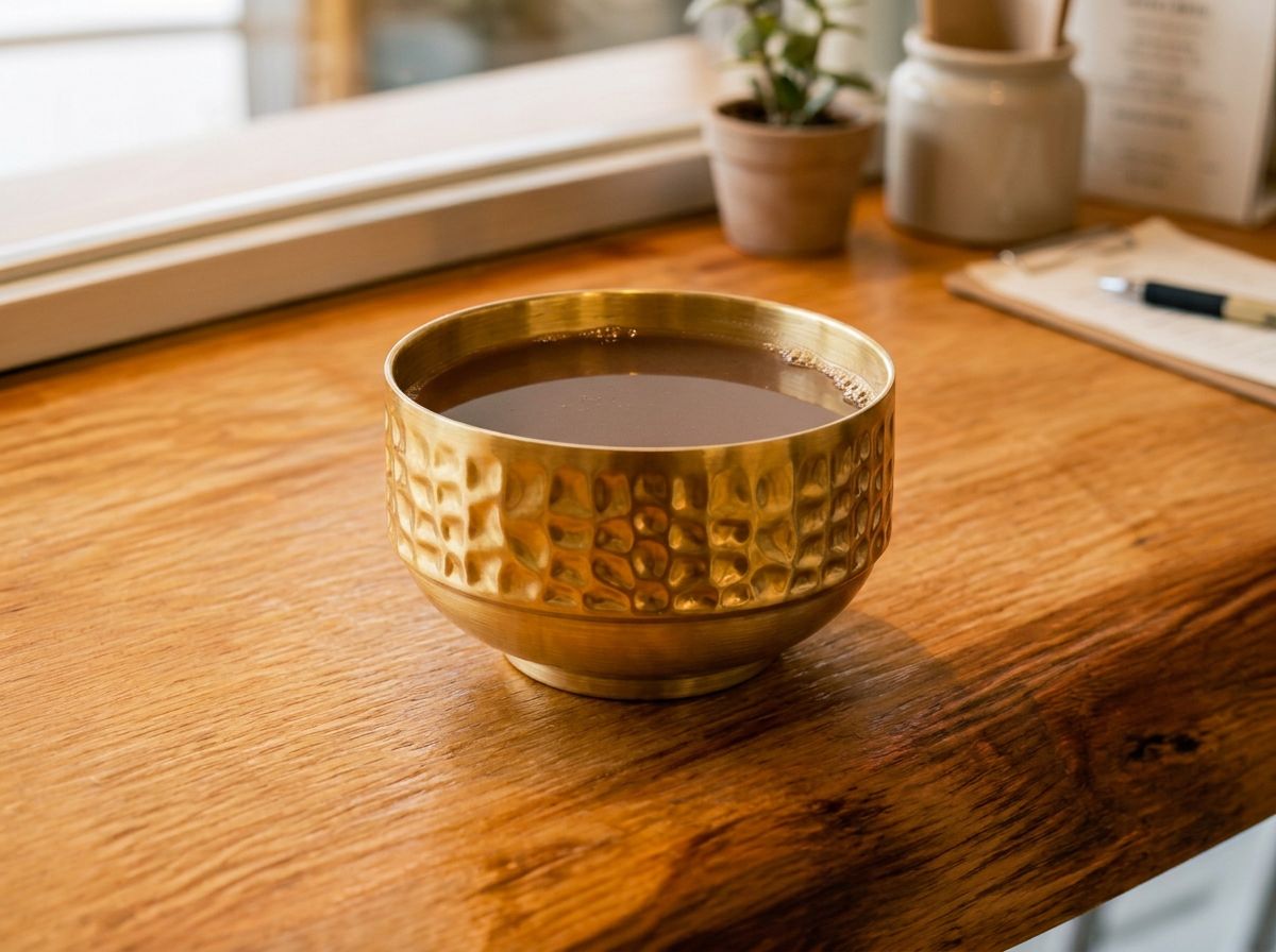 Traditional kava served in a hammered gold bowl