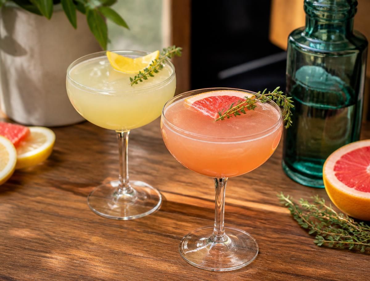 Herbal mocktail with rosemary and citrus garnish